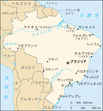 ブラジルの都市を示す地図